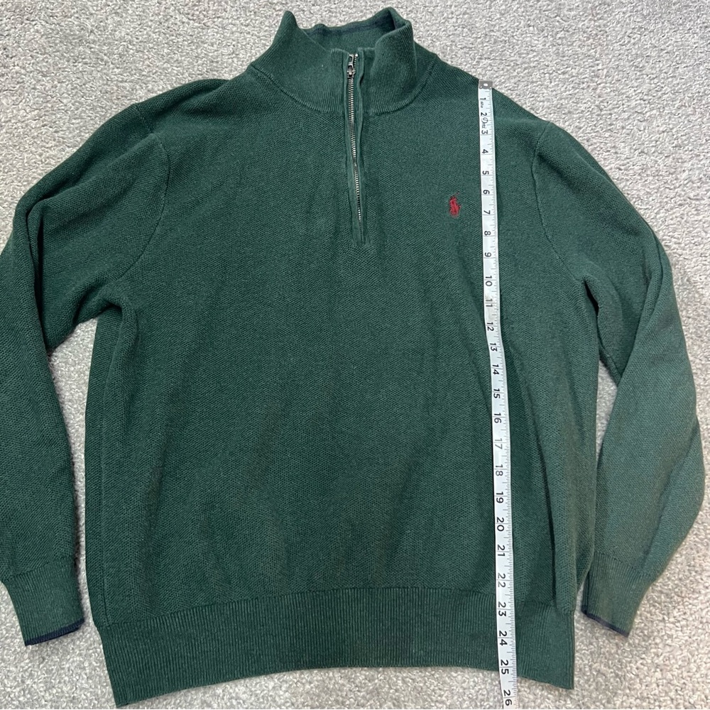 Polo Ralph Lauren Sweater Mens Extra large Green Pima Pique Knit Quarter Zip - Picture 2 of 7